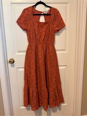 Pamela Love Rust Orange Printed Maxi Dress